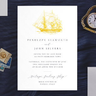 Nautical Ship Illustration Formal Wedding