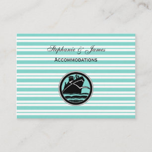 Nautical Ship Lt Blue White Stripe Accommodations Enclosure Card