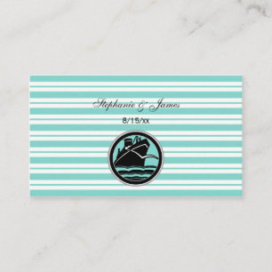 Nautical Ship Lt Blue White Stripe Escort Cards