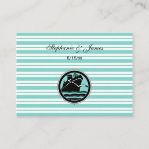 Nautical Ship Lt Blue White Stripe Place Cards #2