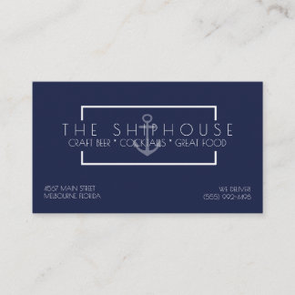 Nautical Ship Navy Blue Restaurant Bar Business Card