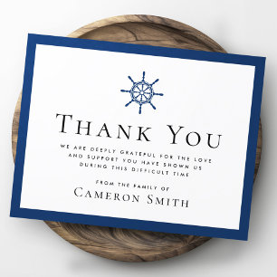 Nautical ship´s wheel helm funeral sympathy thank you card