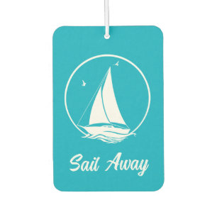 Nautical ship/sailboat/boat aqua-blue/sail away car air freshener