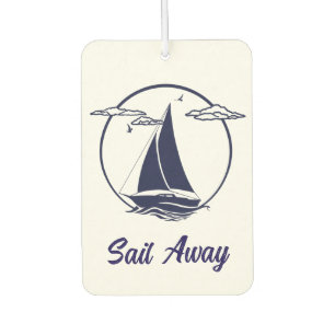 Nautical/ship/sailboat/boat navy-blue/sail away car air freshener