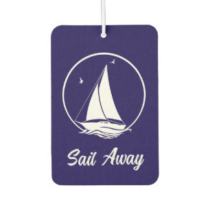 Nautical ship/sailboat/boat navy-blue/sail away car air freshener