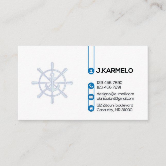 Nautical Ship Wheel Boat Captain Boating Business Card (Front)