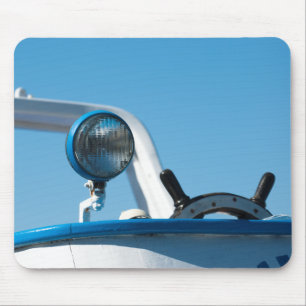 Nautical ship wheel sailboat mouse pad