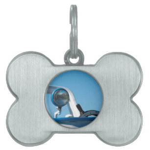 Nautical ship wheel sailboat pet name tag