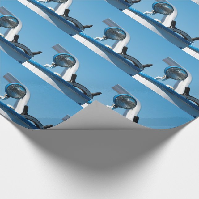 Nautical ship wheel sailboat wrapping paper (Corner)