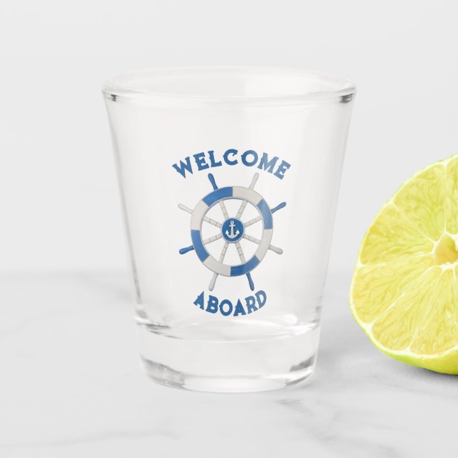 Nautical Ship Wheel Shot Glass (Front)