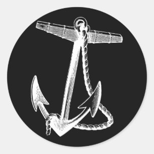 Nautical Ships Anchor Sailing Naval  Classic Round Sticker