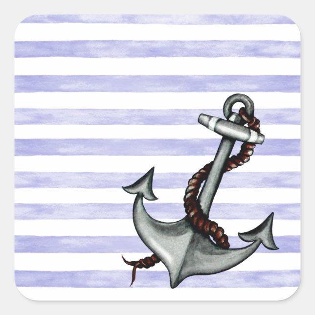 Nautical Ship's Anchor Square Sticker (Front)