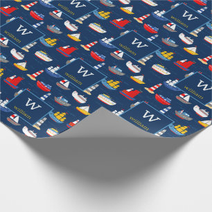 Nautical Ships Boats Ocean Vehicles Personalised Wrapping Paper