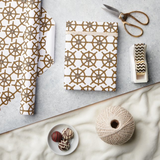 nautical ship's helm wheel wrapping paper (Crafts)