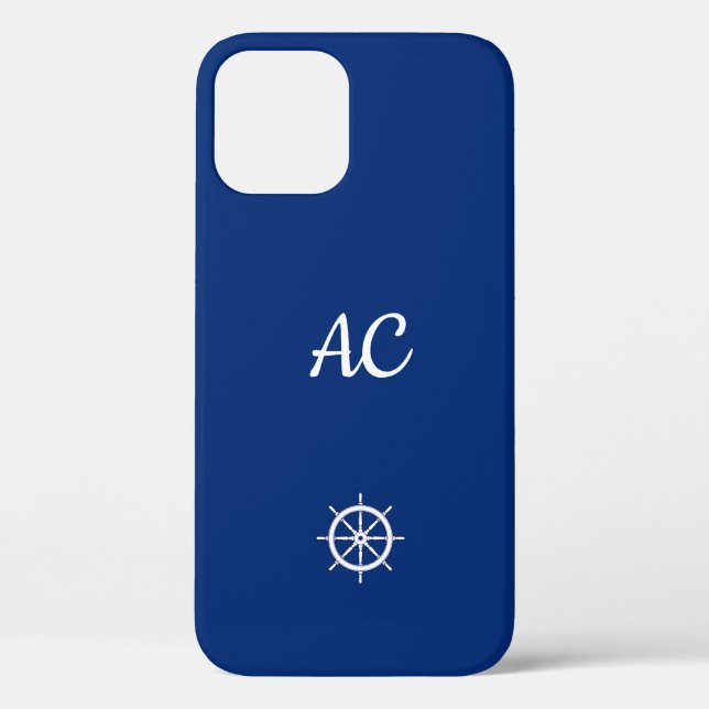 Nautical Ships Wheel Blue+White (Personalise) Case-Mate iPhone Case (Back)