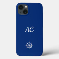 Nautical Ships Wheel Blue+White (Personalise)