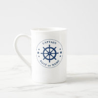 Nautical Ships Wheel Helm Stars Captain Name Navy