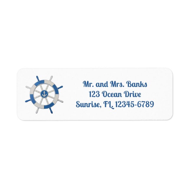 Nautical Ships Wheel Return Address Label (Front)