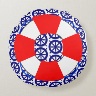 Nautical Ship's Wheel Throw Pillow