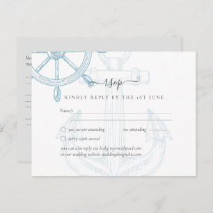 Nautical Ships Wheel Wedding Postcard