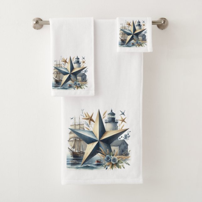 Nautical Shore  Bath Towel Set (Insitu)