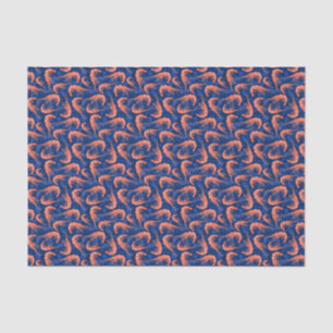 Nautical Shrimp Prawn and Coral Navy Blue Pattern Tissue Paper
