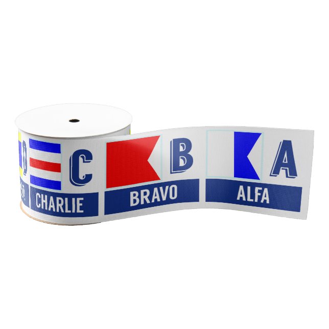 Nautical Sign Flags Letters A - G Grosgrain Ribbon (Spool)