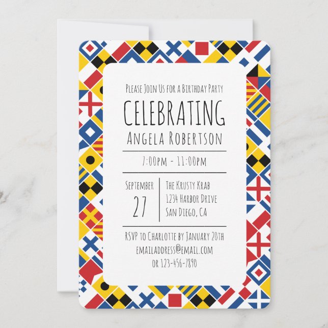 Nautical Signal Flag Birthday 2 Invitation (Front)