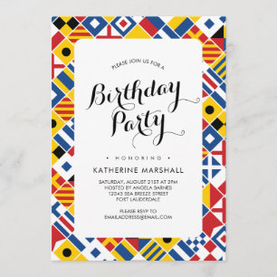 Nautical Signal Flag Pattern Birthday Invitation