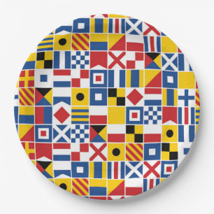 Nautical Signal Flags Pattern Paper Plate