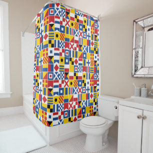 Nautical Signal Flags Pattern Shower Curtain