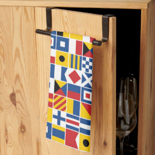 Nautical Signal Flags Pattern Tea Towel