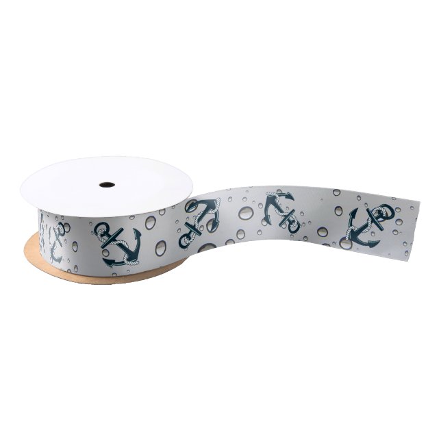 Nautical Sinking Anchor Satin Ribbon (Spool)