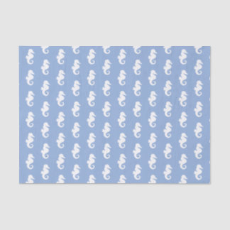 Nautical sky blue seahorse pattern tissue paper