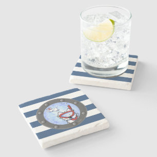 Nautical Snorkeling Westies Stone Coaster