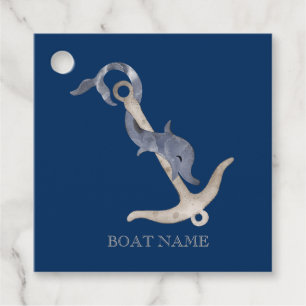 Nautical Spirit Anchor Dolphin Navy Blue Favour Tags