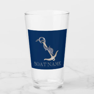 Nautical Spirit Anchor Dolphin Navy Blue  Glass
