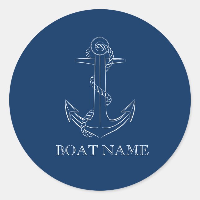 Nautical Spirit Anchor Navy Blue  Classic Round Sticker (Front)