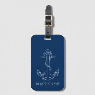 Nautical Spirit Anchor Navy Blue Luggage Tag