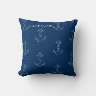Nautical Spirit Anchors Navy Blue   Cushion