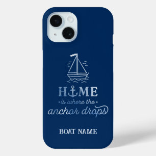 Nautical Spirit Boat Navy Blue   iPhone 15 Case