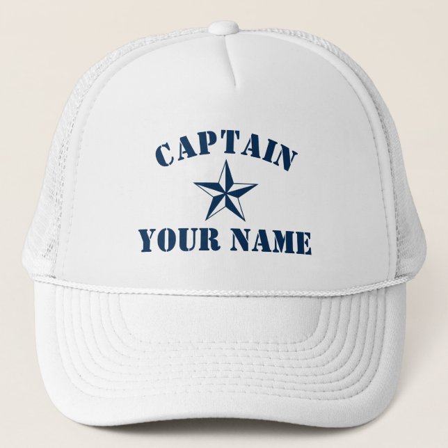 Nautical star boat captain name sailing yachting trucker hat (Front)
