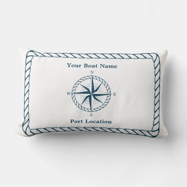 Nautical star Custom Boat Name Pillow (Front)
