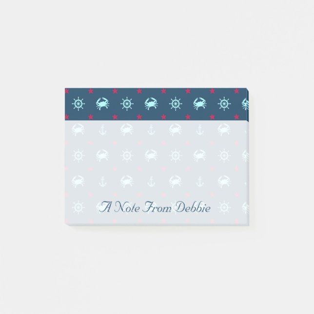 Nautical Star Pattern | Add Your Name Post-it Notes (Front)