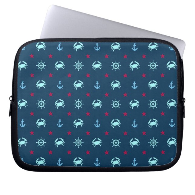 Nautical Star Pattern Laptop Sleeve (Front)