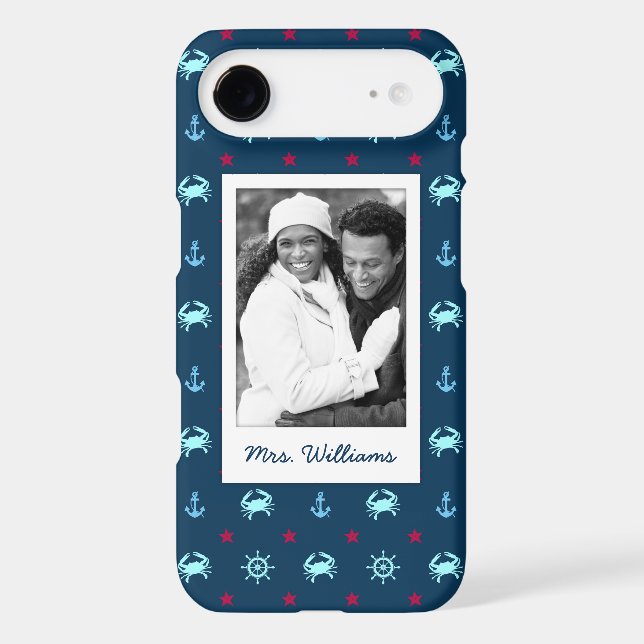 Nautical Star Pattern | Your Photo & Name Case-Mate iPhone Case (Back)