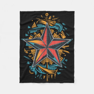 Nautical Star Tattoo Marine Symbol Nautical Comp  Fleece Blanket