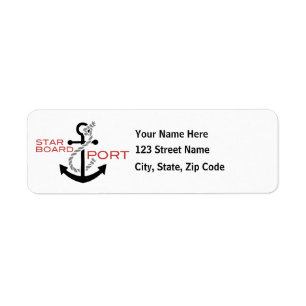 Nautical Starboard Port Anchor Return Address Label