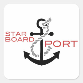 Nautical Starboard Port Anchor Square Sticker