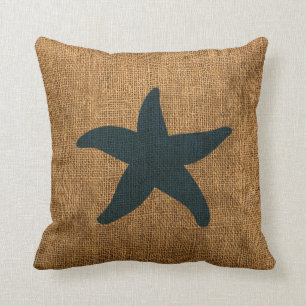 Nautical Starfish in Deep Sea Blue and reversed Cushion